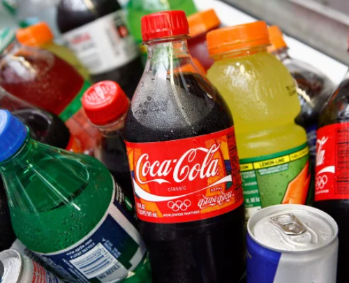 Soft drinks in fridge